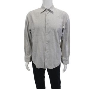 OFFICINE GENERALE Mens Collared Long Sleeve Button-Front Shirt Gray Size M
